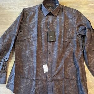 Bugatchi men’s super fine cotton Shirt charcoal grey BNWT $180 Harry Rosens
